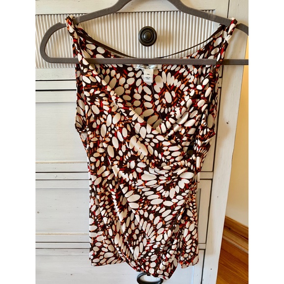 Kenneth Cole Faux Wrap Orange Brown Sleeveless - Picture 4 of 8